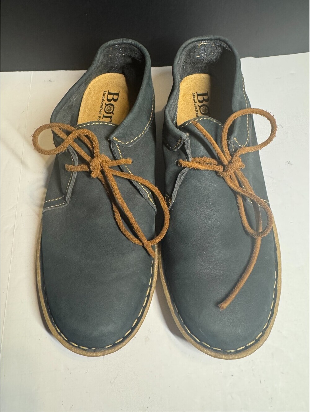 Born Handcrafted Leather Chukka Boots Navy Blue BR0019234 Womens 7.5